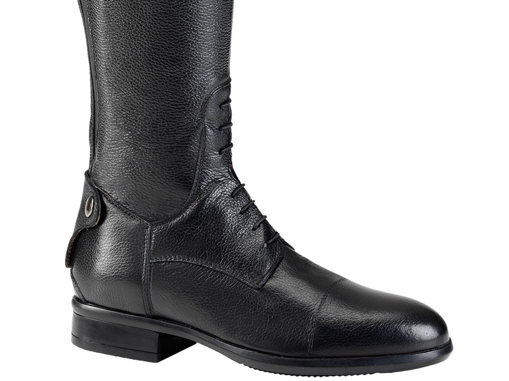 Tattini Breton Laced Grained Leather High Shin Long Riding Tall Boots…