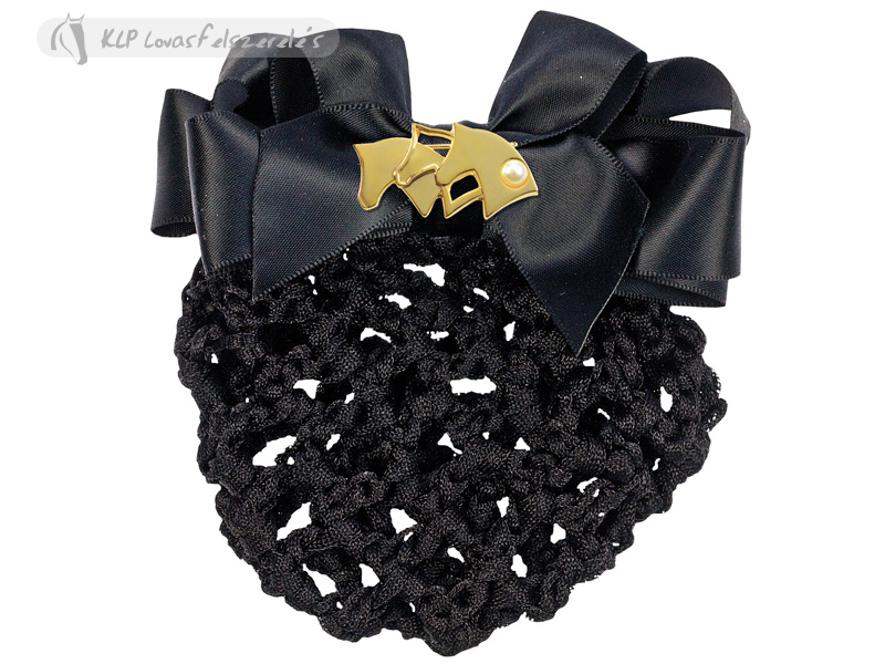 Black Hair Net With 3 Horse Heads Gold/black